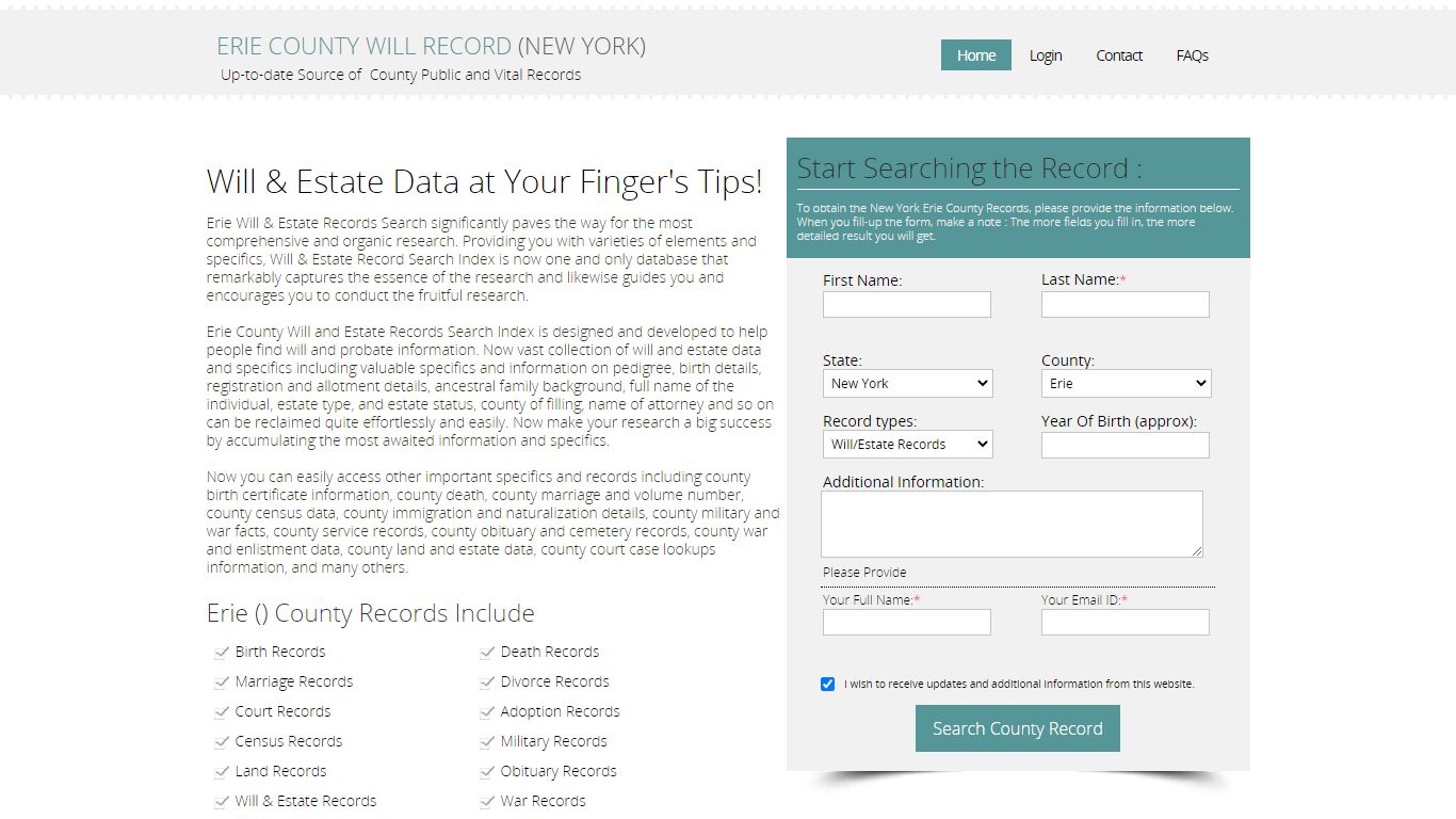 Erie County, New York Public Will & Estate Records Index